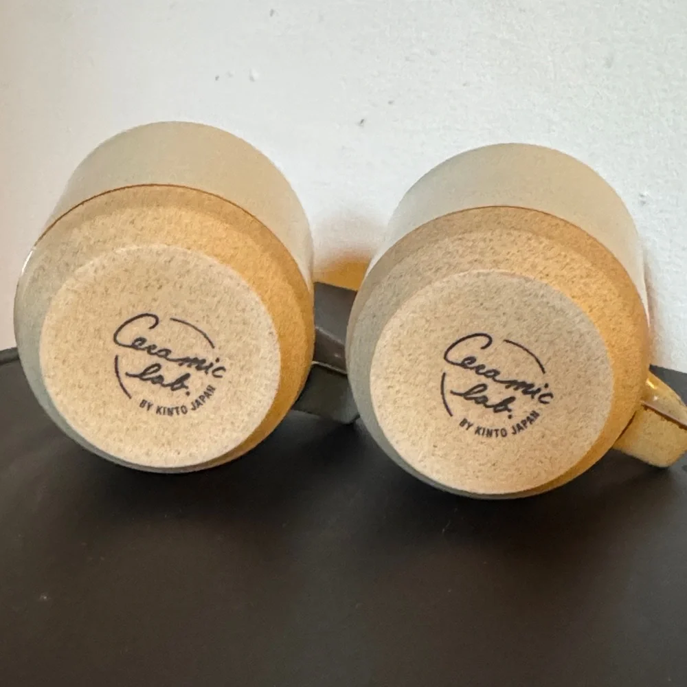 Kinto Stoneware Beige/Green Porcelain Coffee Mug - Set of 2 - Picture 2 of 2